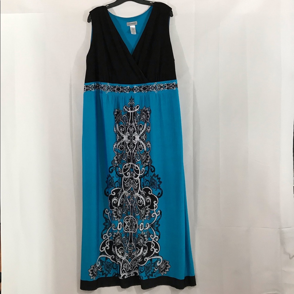 Gorgeous Turquoise and Black Summer Maxi Dress